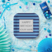 Blauw en licht blauw gestreept papieren bordje (Feest)