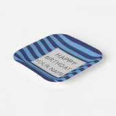 Blauw en licht blauw gestreept papieren bordje (Gebogen)