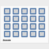 Blauw en licht blauw gestreept vierkante sticker (Vel)