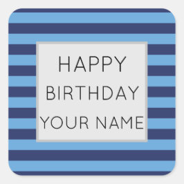 Blauw en licht blauw gestreept vierkante sticker