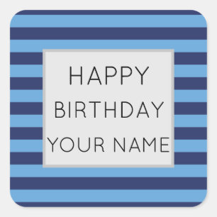 Blauw en licht blauw gestreept vierkante sticker