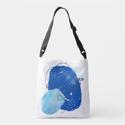 Blauw en licht blauw Noord-Abstract Crossbody Tas (Achterkant)