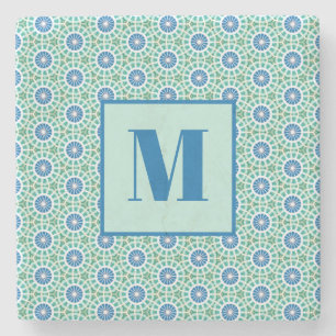 Blauw en licht turquoise eerste stenen onderzetter