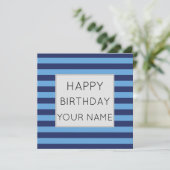 Blauw En Lichtblauw Gestreept Gefeliciteerd (Staand voorkant)