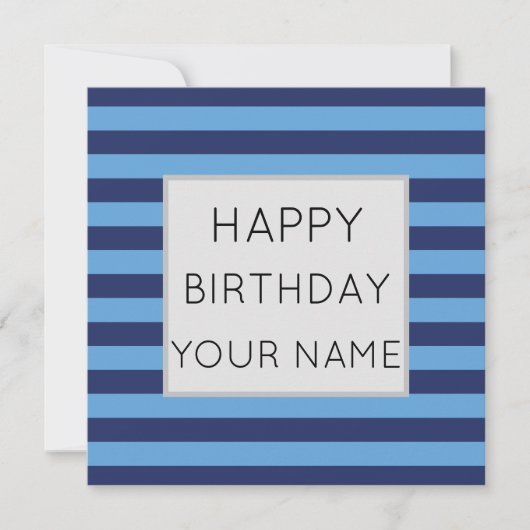 Blauw En Lichtblauw Gestreept Gefeliciteerd (Voorkant)