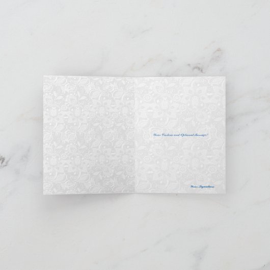 Blauw en lichtblauw trouwjurk bedankkaart (Binnen)