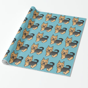 Blauw en lichtbruin cartoon Australische Terrier Cadeaupapier