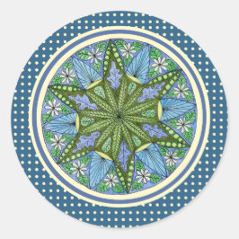 Blauw en lichtgroen medaillon ronde sticker