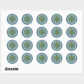 Blauw en lichtgroen medaillon ronde sticker (Vel)