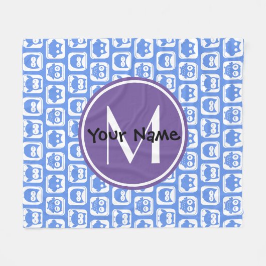 Blauw en Lila Aangepast monogram aangepast N1 Fleece Deken (Voorkant (Horizontaal))
