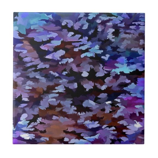 Blauw en Lila Camouflage Patroon Tegeltje (Voorkant)