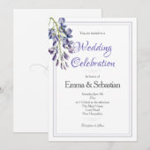 Blauw en lila Wisteria trouwkaart Kaart (Voorkant / Achterkant)