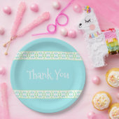  blauw en Limoen gepatenteerd Dank u Papieren Bordje (Feest)