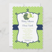 Blauw- en Limoen poladot Elephant-Baby shower Kaart (Voorkant)