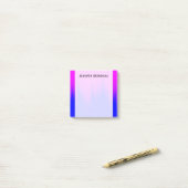 Blauw en magenta Streaks Patroon + Aangepaste naam Post-it® Notes (Op bureau)