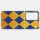 Blauw en Mango Gold Diamond Patroon Ontwerp Samsung Galaxy Hoesje (Achterkant horizontaal)