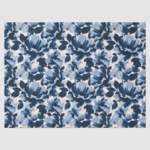 Blauw en marine schilderachtig bloempatroon tissuepapier