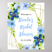 Blauw en marinebloemen bruiloft feest welkom