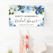 Blauw en marinebloemen Bruiloft Feest Welkom Spandoek (Insitu)