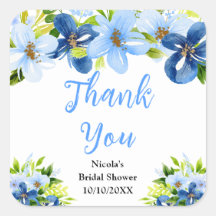 Blauw en marinebloemen bruiloftsdank je