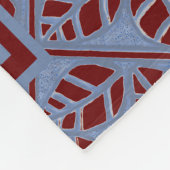 Blauw en Maroon bladprint Fleece Deken (Hoek)