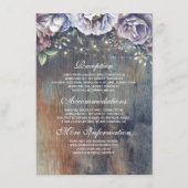 Blauw en Maroon Bloemen Wedding Informatie Gast Informatiekaartje (Voorkant)