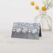 Blauw en Maroon Rustieke Bloemen Huwelijk Plaatskaartje (Achterkant)