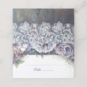 Blauw en Maroon Rustieke Bloemen Huwelijk Plaatskaartje