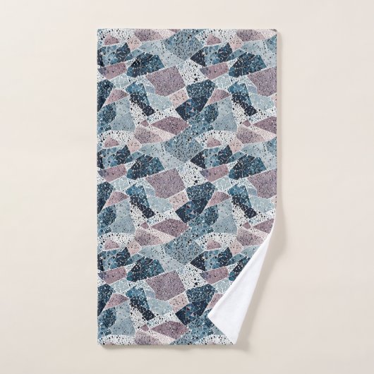 Blauw en Mauve Abstract Terrazzo Design Bad Handdoek (Handdoek)