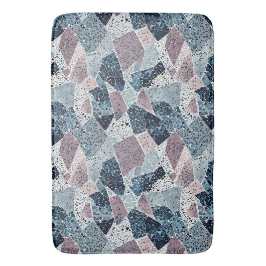 Blauw en Mauve Abstract Terrazzo Design Badmat (Voorkant Verticaal)