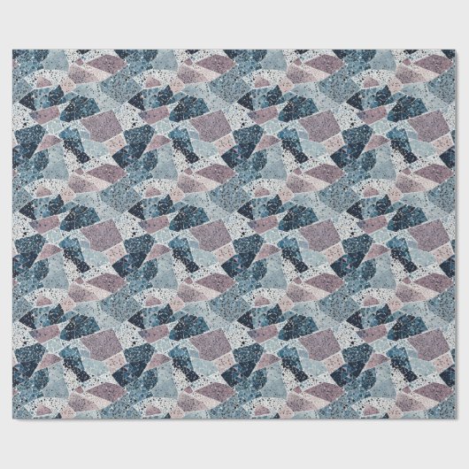 Blauw en Mauve Abstract Terrazzo Design Cadeaupapier (Vlak)