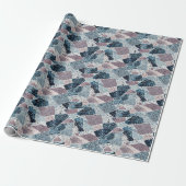 Blauw en Mauve Abstract Terrazzo Design Cadeaupapier (Uitgerold)