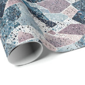 Blauw en Mauve Abstract Terrazzo Design Cadeaupapier (Rol Hoek)
