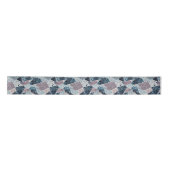 Blauw en Mauve Abstract Terrazzo Design Satijnen Lint (Voorkant)