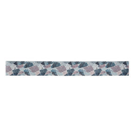 Blauw en Mauve Abstract Terrazzo Design Satijnen Lint