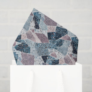Blauw en Mauve Abstract Terrazzo Design Tissuepapier