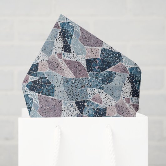 Blauw en Mauve Abstract Terrazzo Design Tissuepapier (Cadeauzakje)