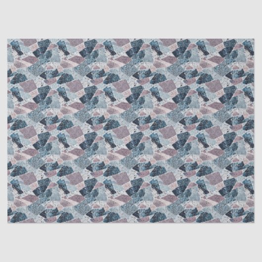 Blauw en Mauve Abstract Terrazzo Design Tissuepapier (Voorkant)