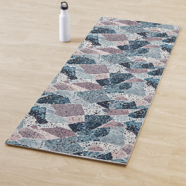 Blauw en mauve abstract terrazzo ontwerp yogamat
