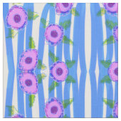 Blauw en Mauve Bloemen Stof (Close Up)