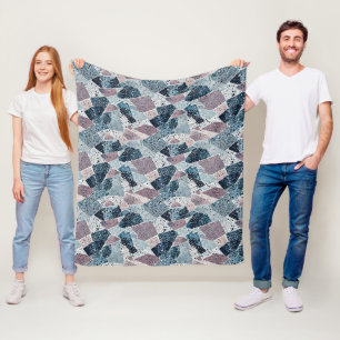 Blauw en Mauve Terrazzo Abstract Design Fleece Deken