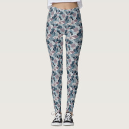 Blauw en Mauve Terrazzo Abstract Design Leggings