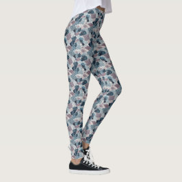 Blauw en Mauve Terrazzo Abstract Design Leggings