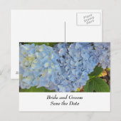 Blauw en mauve trouw Hydrangea Aankondigingskaart (Voorkant / Achterkant)