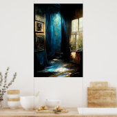 Blauw en mentaal Jazz geïnspireerd schilderen Poster (Keuken)