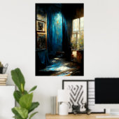 Blauw en mentaal Jazz geïnspireerd schilderen Poster (Thuiskantoor)