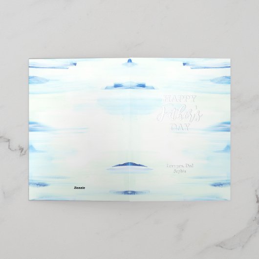 Blauw en mint | Abstract Art Happy Vaderdag Folie Wenskaart (Buiten Laag)
