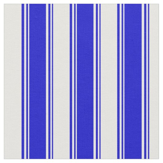 Blauw en Mint Cream Striped/Lined Pattern Stof (Close Up)