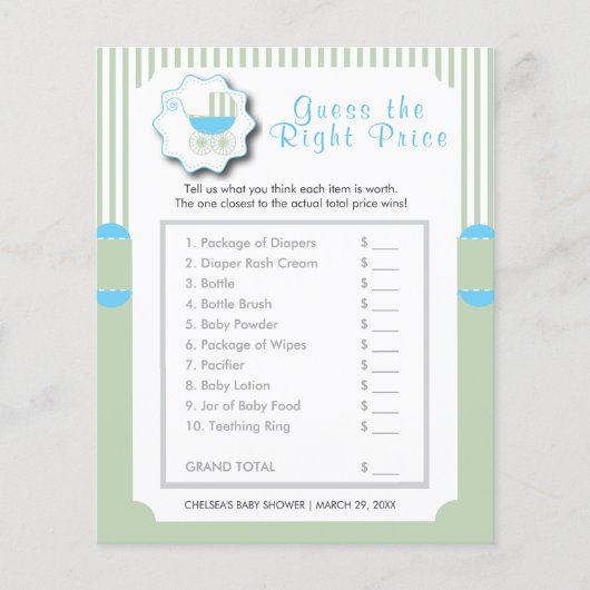 Blauw en Mint Green Buggy - Prijs Flyer (Voorkant)