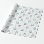 Blauw en mint groenboek over omhulling van Baby Cadeaupapier (Uitgerold)